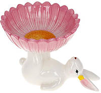Конфетница "Милый Кролик" 20х15х14см керамическая с фигуркой кролика, розовый TOS