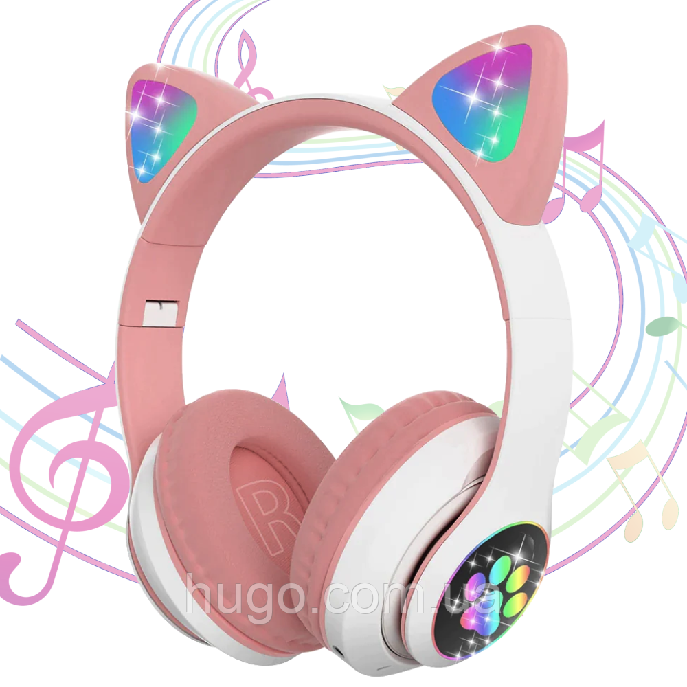 Бездротові навушники з котячими вушками, STN-28, Рожеві / Bluetooth ...
