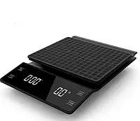 Електронні ваги для кави 3 кг Coffee Scale EK6002 з таймером Чорний колір Кухонні ваги