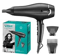 Профессиональный фен для волос VGR V-450 с 2 насадками 2400W / Мощный фен для волос