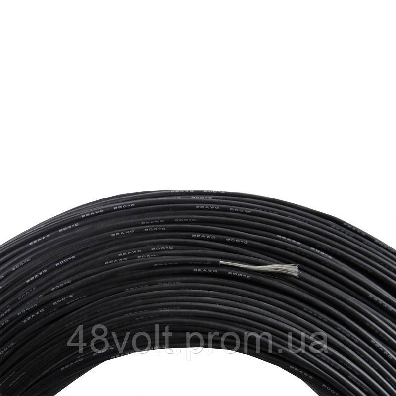 Провод силиконовый 22 AWG - 0,3 кв. мм (60х0,08) 1 м Чёрный (ID ...