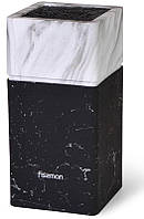 Бревно-подставка для ножей Fissman Marble 11х23см, пластик черно-белый TOS