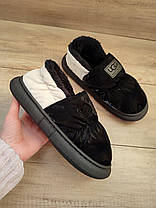 UGG Угги дутики двухцветные ЧЕРНЫЕ с белым на черной гибкой высокой подошве, фото 3