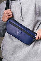 Бананка-сумка из кожзама синяя Louis Vuitton TOS