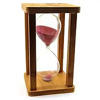 Часы песочные в бамбуке "Time is Money" розовый (20 мин)(16,5х10х10 см)