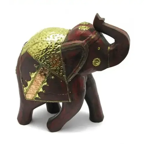 Слон деревянный винтажный с медными вставками (h-30 см) (ID#1674506311 ...