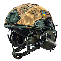 Комплект шлем Fast Team Wendy Helmet NIJ IIIA + наушники Earmor M32H MOD3 + кавер (Оливковый) размер S e11p10