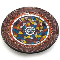 Блюдо терракотовое с мозаикой (d- 26 h-3 см)