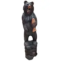 Медведь с рыбой из дерева суара (150х40х40 см)