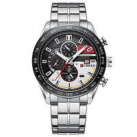 Водостойкие кварцевые часы Curren Chronograph silver стильные наручные часы для мужчин
