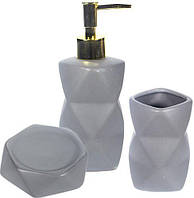 Набор аксессуаров Anemone "Grey" для ванной комнаты: дозатор, мыльница и стакан TOS