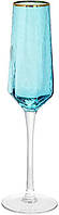 Набор 4 фужера Monaco Ice бокалы для шампанского 200мл, стекло голубой лед с золотым кантом TOS