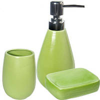 Набір аксесуарів Anemone "Green" для ванної кімнати: дозатор, мильниця та склянка TOS