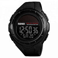 Мужские спортивные наручные часы Skmei 1405 Solar на солнечной батарее Черный стильные наручные часы для