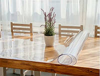 Мягкое стекло Прозрачная силиконовая скатерть на стол Soft Glass Защита для мебели 1.0х1.0 м Толщина 1.5мм TRN