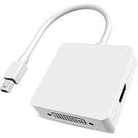 Адаптер / розгалужувач з mini Display Port на HDMI/VGA/DVI порти Addap MDPA-01Mix | перехідник 3в1 для передачі відеосигналу,