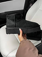 Жіночі черевики UGG Ultra Mini Platform Black теплі уги хутро