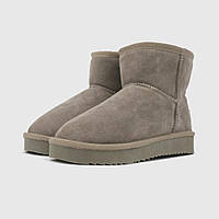 Женские ботинки UGG Mini Khaki теплые угги мех