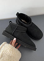 Жіночі черевики UGG ULTRA MINI BLACK SUEDE premium теплі уги хутро