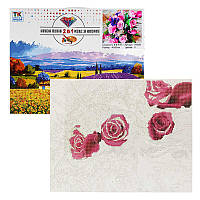 Картина за номерами + Алмазна мозаїка B 70055 (30) "TK Group", 40х50 см, "Букет троянд", в коробці