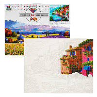 Картина за номерами + Алмазна мозаїка B 71990 (30) "TK Group", 40х50 см, "Ранок на березі озера", в коробці