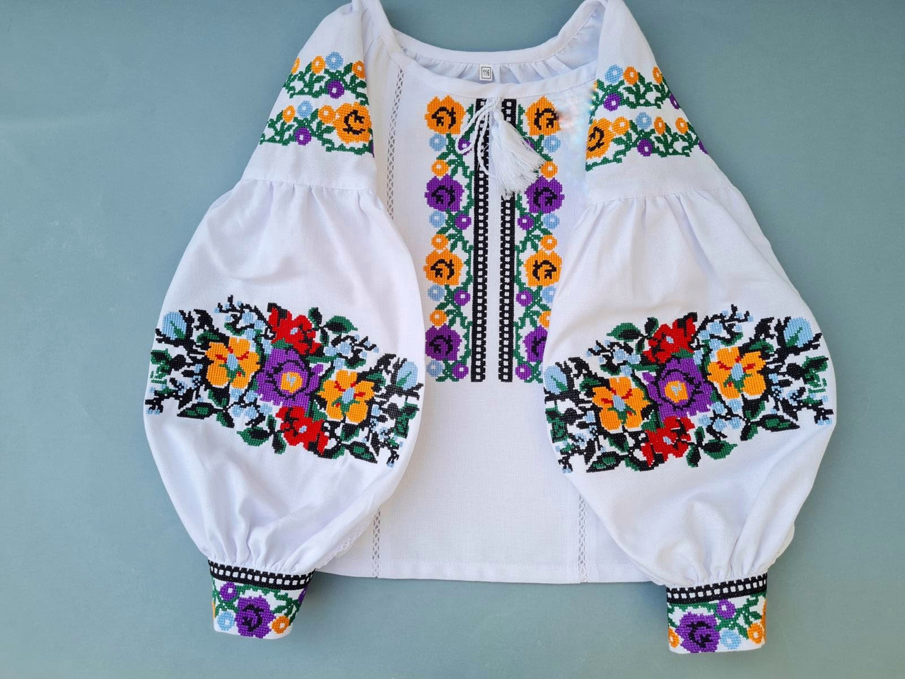 Вишиванка для дівчинки Шик помаранчево-фіолетова, фото 1