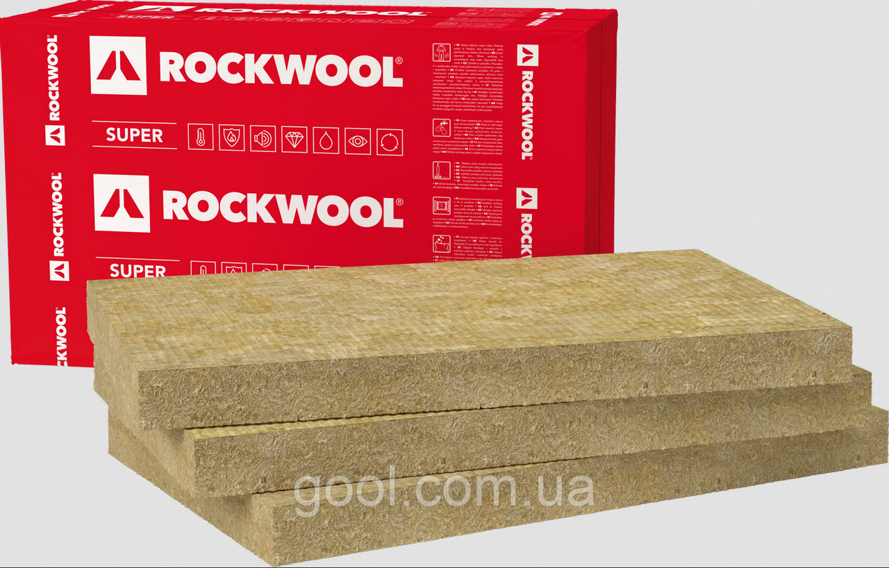 Вата для фасаду базальтова Rockwool Frontrock Super (Роквул Фронтрок Макс Е) 1000х600х100 мм упак. 1,8 м2, фото 1