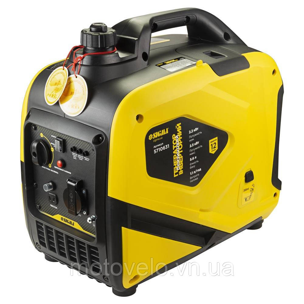 Генератор інверторний бензиновий 2.2/2.5кВт 50дБ 4-х тактний ручний запуск SIGMA (5710631), фото 1