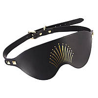 Розкішна маска на очі Zalo Blindfolds Black, натуральна шкіра - SO8231