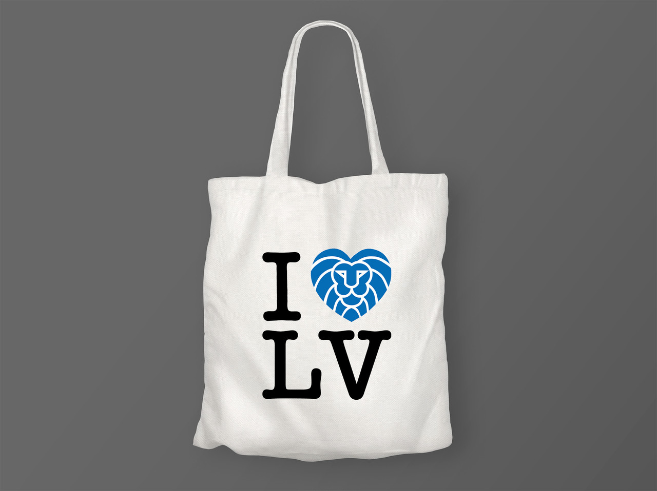 Сумка бежева "I love LVIV", блакитний