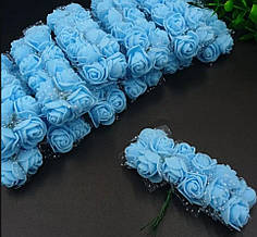 Букет трояндочок з фоамірану в фатині 2 см, блакитний