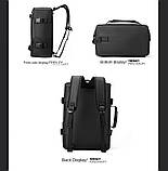 Рюкзак чоловічий діловий дорожній. Чоловічий рюкзак для ноутбука. Сумка рюкзак міський (чорний), фото 6