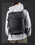 Рюкзак чоловічий діловий дорожній. Чоловічий рюкзак для ноутбука. Сумка рюкзак міський (чорний), фото 3