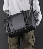 Рюкзак чоловічий діловий дорожній. Чоловічий рюкзак для ноутбука. Сумка рюкзак міський (чорний), фото 2