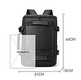 Рюкзак чоловічий діловий дорожній. Чоловічий рюкзак для ноутбука. Сумка рюкзак міський (чорний), фото 10