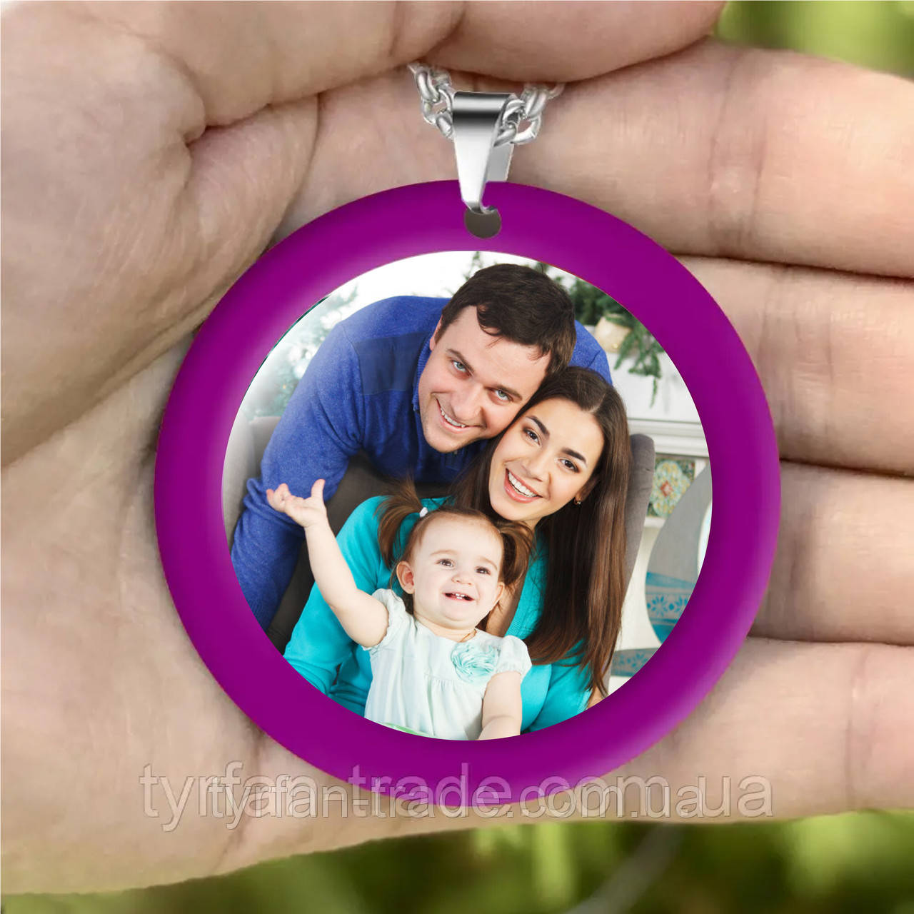 Підвіски в машину на дзеркало — обідок бузковий із фото або написом