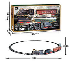 Залізниця дитяча 3299-69, 21 елемент, 4 вагони та локомотив, звук, підсвічування, парогенератор, в коробці