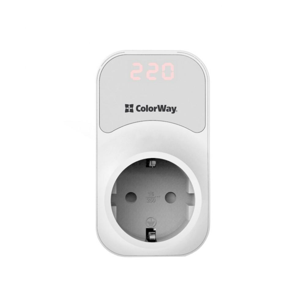 Реле напруги ColorWay (16A/3680W) 150V-210V/230V-280V DS1 White (CW-VR16-01D)