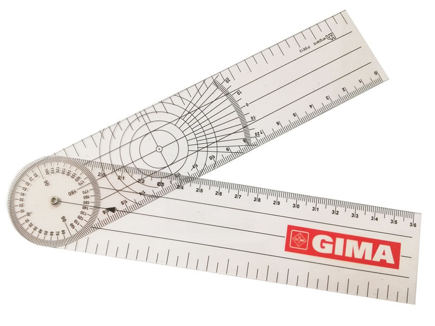 Гоніометр лінійка GIMA для вимірювання рухливості суглобів 380 мм 360°, 27340