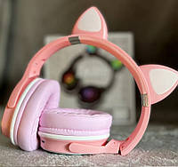 Наушники Cat Ear SP-25 беспроводные с ушками с подсветкой розовые