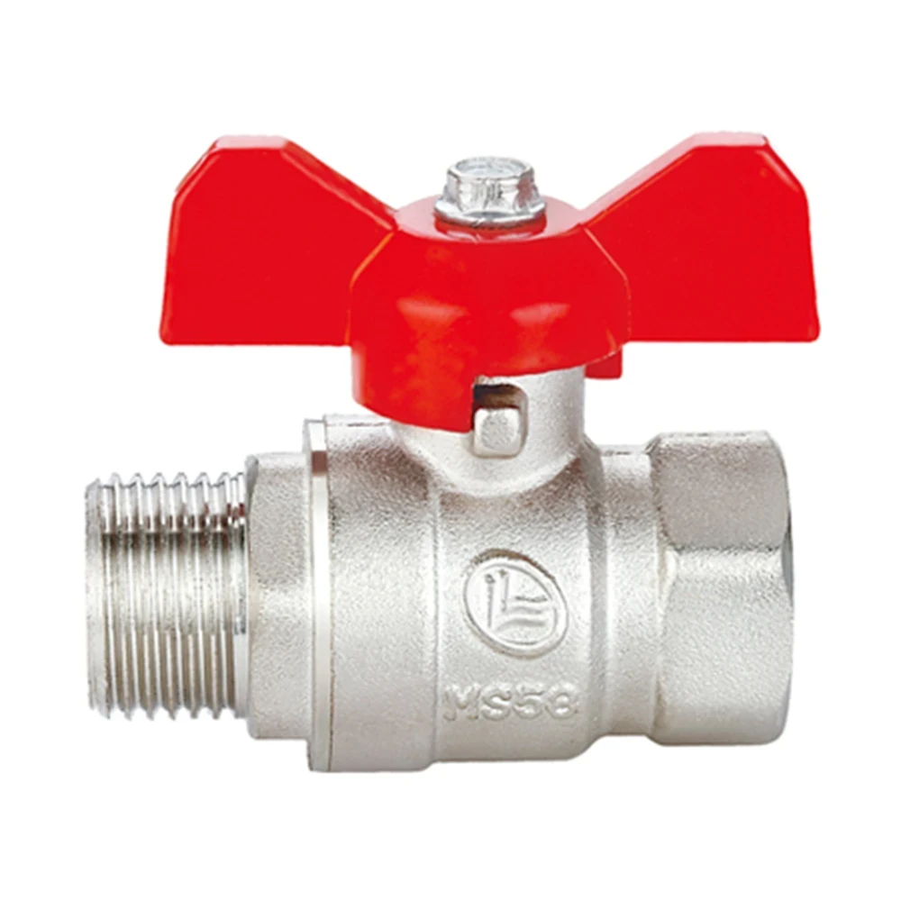 Кран латунний шаровий Base 1/2" різьба В/З ручка метелик Double-lin (78-079), фото 1