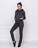 Жіночий спортивний костюм толстовка з капюшоном, штани з кишенями, фото 2