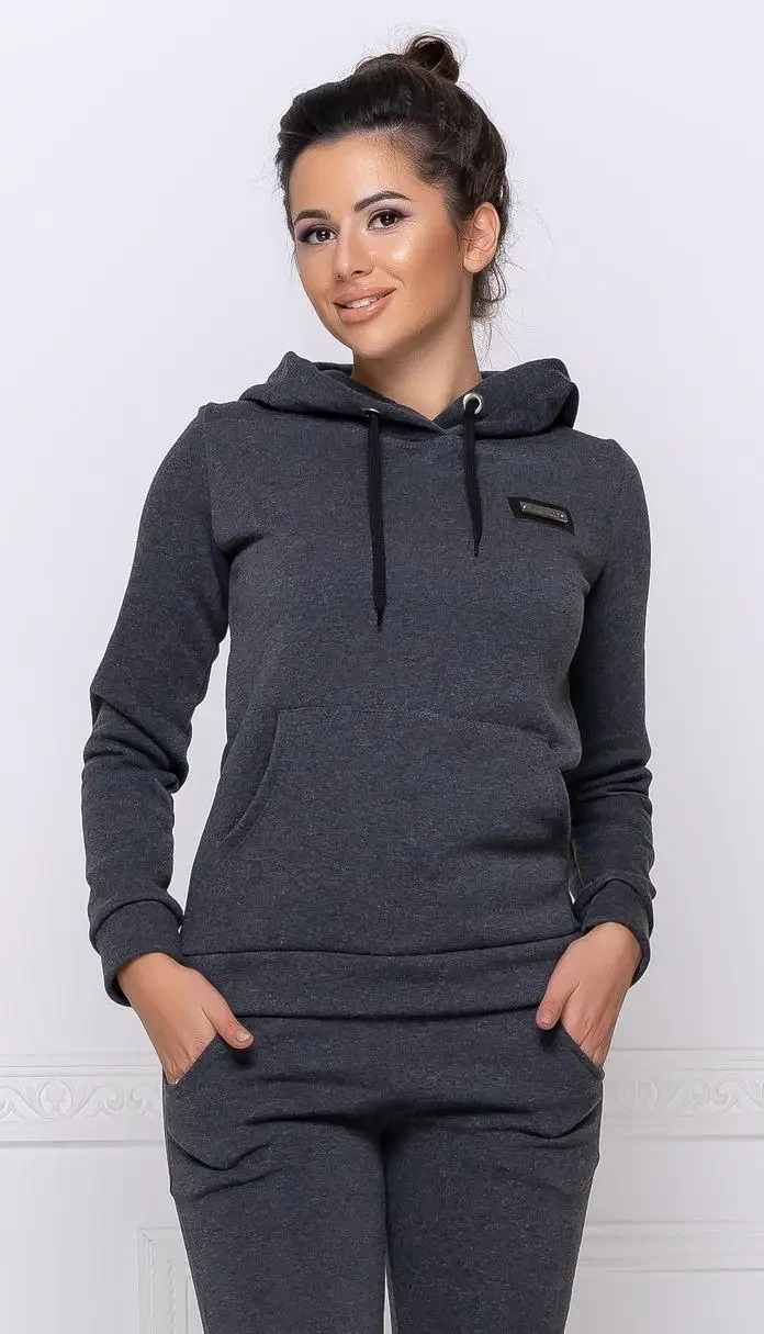 Жіночий спортивний костюм толстовка з капюшоном, штани з кишенями, фото 1