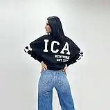 Демісезонний жіночий світшот з флісовим начісом та написами на спині та рукавах, фото 2