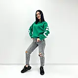 Демісезонний жіночий світшот з флісовим начісом та написами на спині та рукавах, фото 3