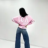 Демісезонний жіночий світшот з флісовим начісом та написами на спині та рукавах, фото 7