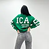 Демісезонний жіночий світшот з флісовим начісом та написами на спині та рукавах, фото 9