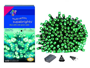 Новорічна гірлянда 300 LED, IP44, Довжина 24 М, Зелений світло