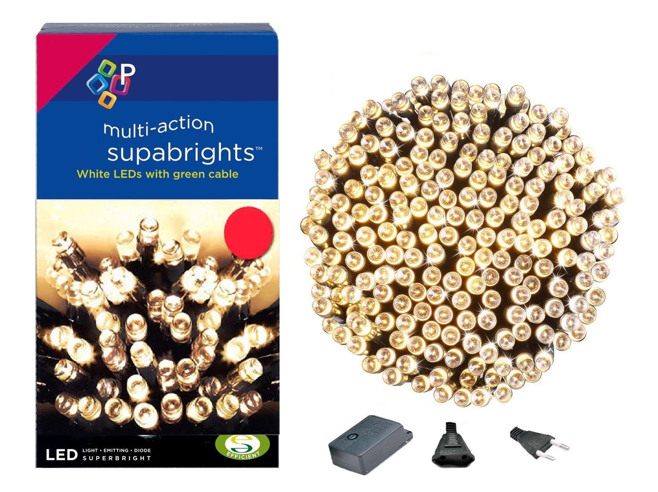 Новорічна гірлянда 300 LED, IP44, Довжина 24 М, Білий теплий світло