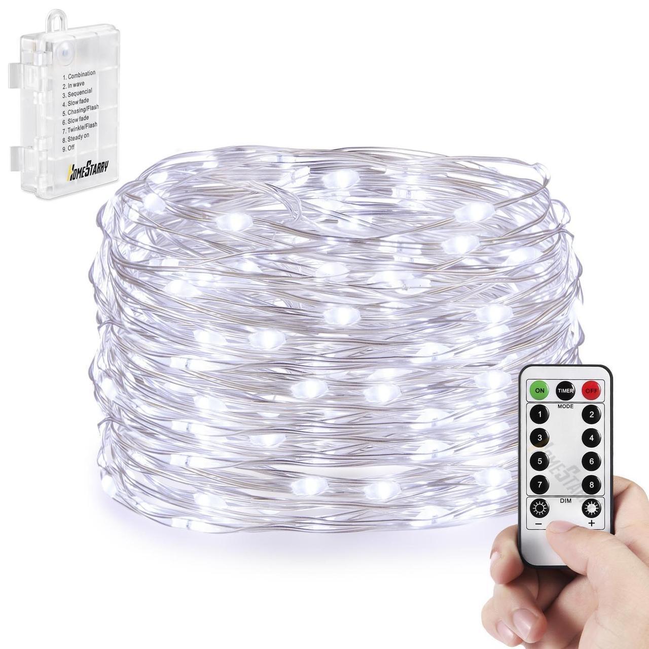 Новорічна гірлянда 50 LED, Білий холодний світ + пульт
